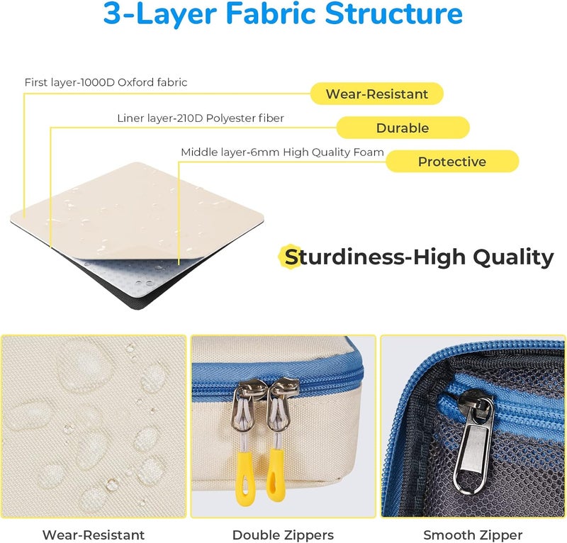 ECHSRT Pencil Case for Men Women, Large Pen Bag for Adults, Portable Pencil Pouch Aesthetic with Handle, Zipper Cases for Office Organizer Beige - Image 4